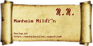 Manheim Milán névjegykártya